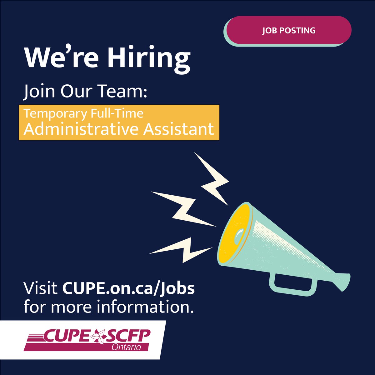 CUPE Ontario is seeking a Temporary Full-Time Administrative Assistant! The Temporary Full-Time Administrative Assistant will carry out the day-to-day administrative functions that are required to achieve the goals set out by our membership. This work supports campaign work that…