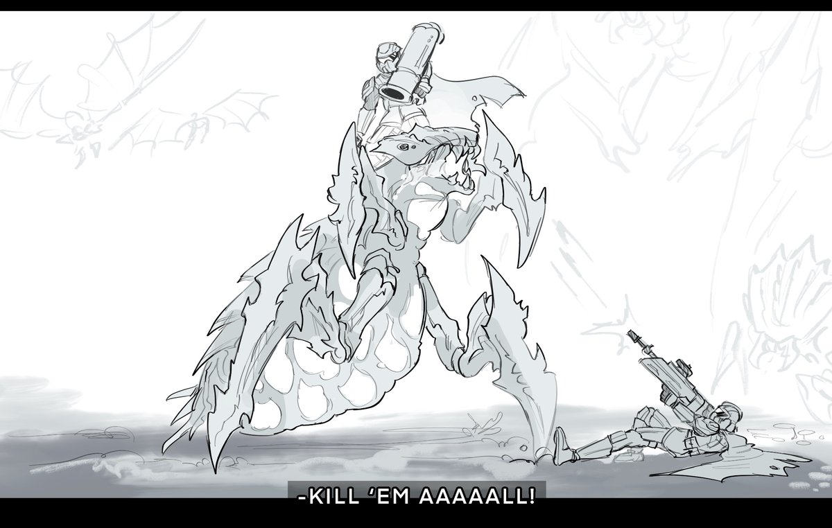 fishfeeshfosh's tweet photo. small composition of a terminid spewer cause i HATE THEM.

#Helldivers2 #HELLDIVER2 #helldivers2fanart #fanart #art #terminid #bug #BIGBUG https://t.co/chjMTvSqQS