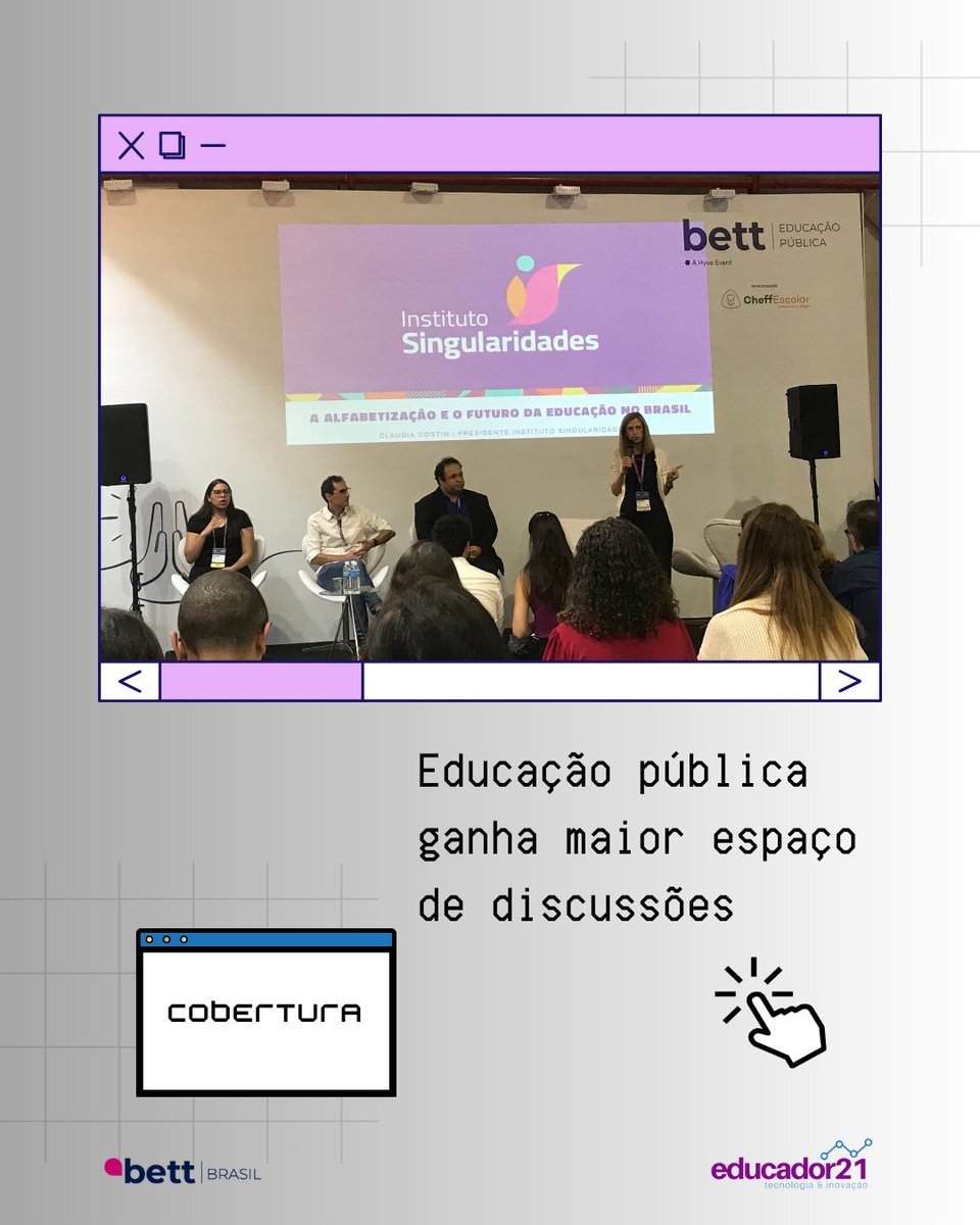 Com um auditório próprio e abordagens em alguns painéis no Congresso, a educação pública ganha voz na Bett: educador21.com/educacao-publi…

#educação #tecnologia #inovação #educador21 #BettBrasil #Bett2024 #BettLovers #Bett24 #educador21naBett24