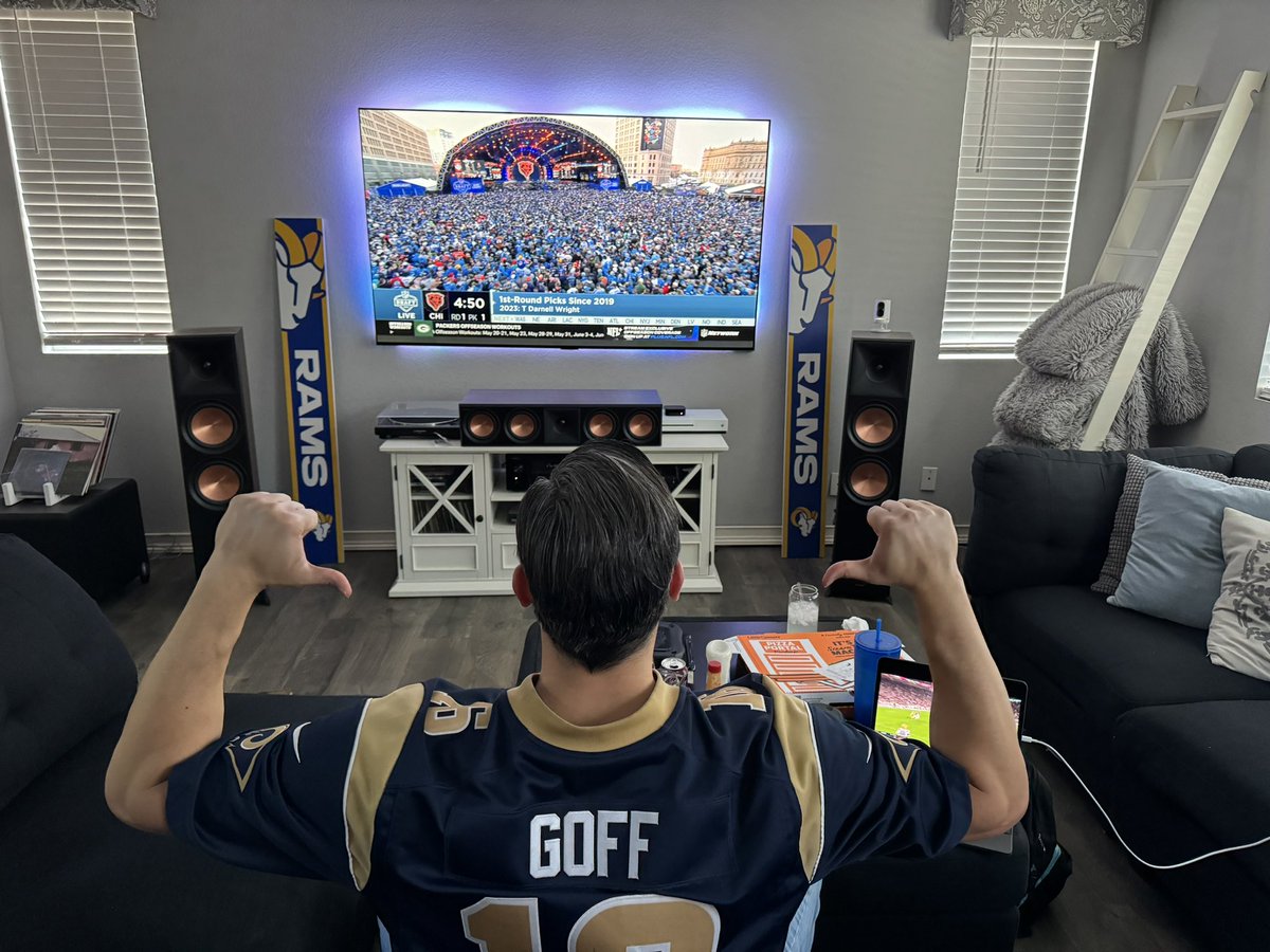 JustDeathWAMP's tweet photo. Wearing my Goff jersey in honor of the last time we had a first round pick!

Let’s Go!! #larams #NFLdraft https://t.co/U2KGj9ZUIH
