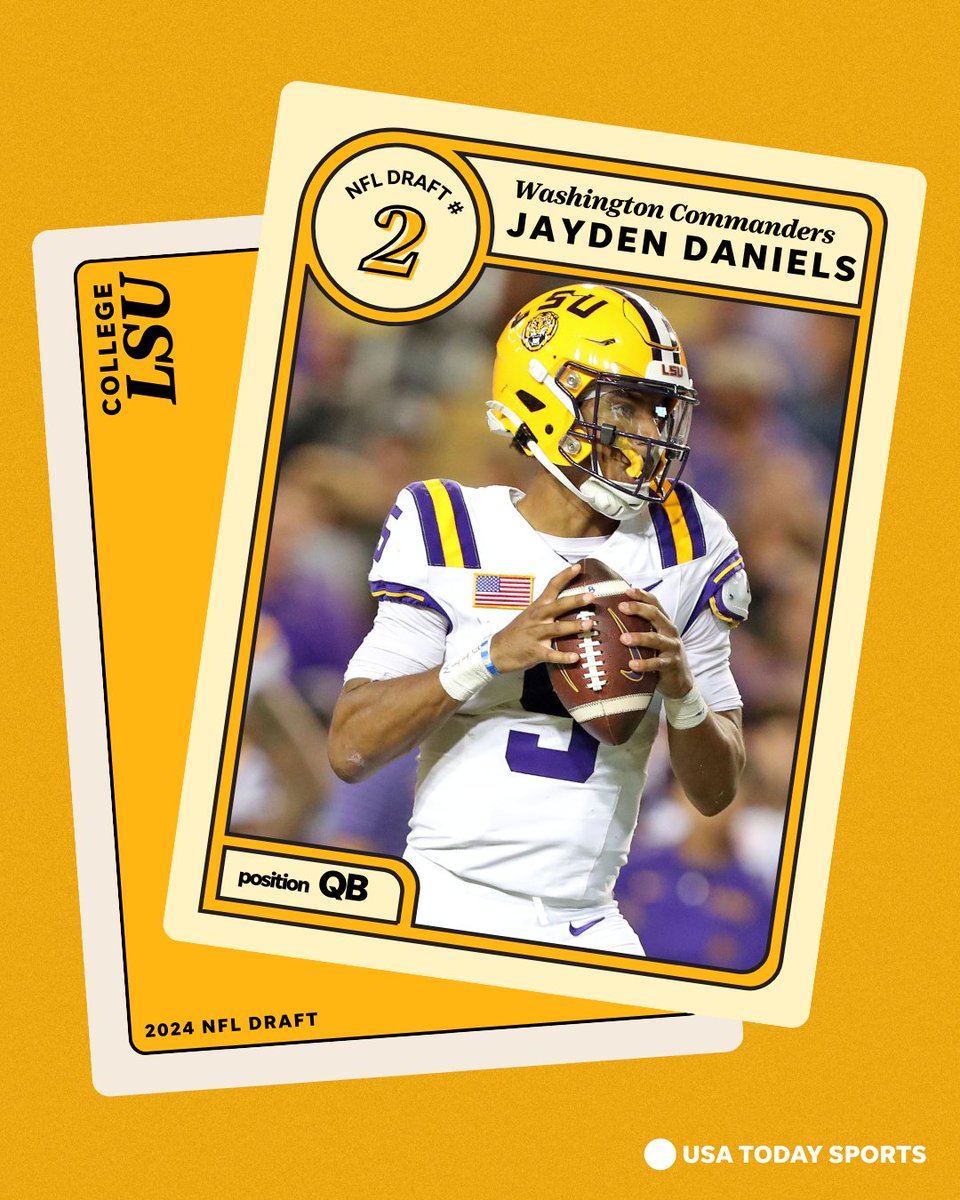 usatodaysports's tweet image. The Washington Commanders select QB Jayden Daniels with No. 2 pick.

#NFLdraft | #NFLDraftDetroit | #NFL