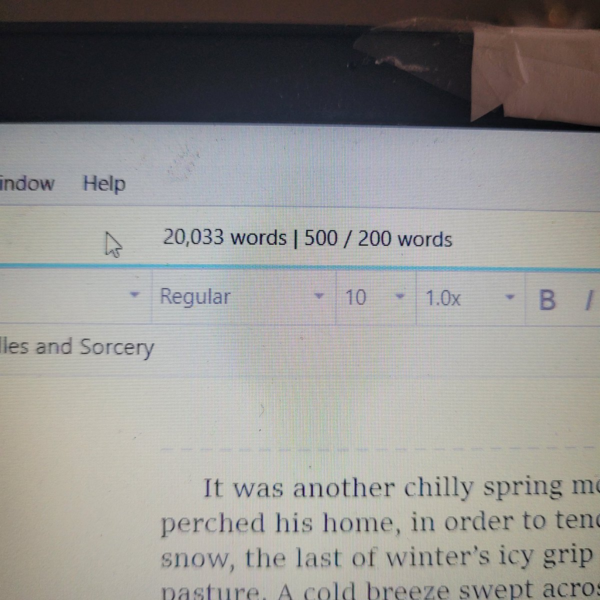 RDawnraven's tweet photo. Hit 20k words in my adult cozy fantasy wip!
#amwriting #amwritingfantasy #writingwip #writingcommunity https://t.co/PiEVmmyMOh