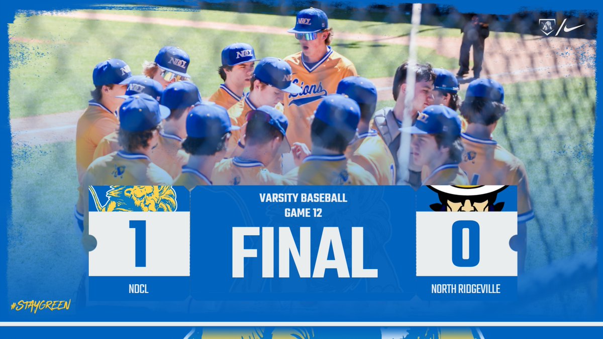 VARSITY | Varsity wraps up a long week of baseball with a win over a good North Ridgeville team‼️ Lions move to 7-5 on the year 🟢

▫️ Palchick - 2/3
▫️ Moskal - 1/3
▫️ Szczyglowski - R, 2 BB

WP - Montague - 5 IP, 3 K, 3 H
SAVE - Clark

#WeAreNDCL | #STAYGREEN🟢