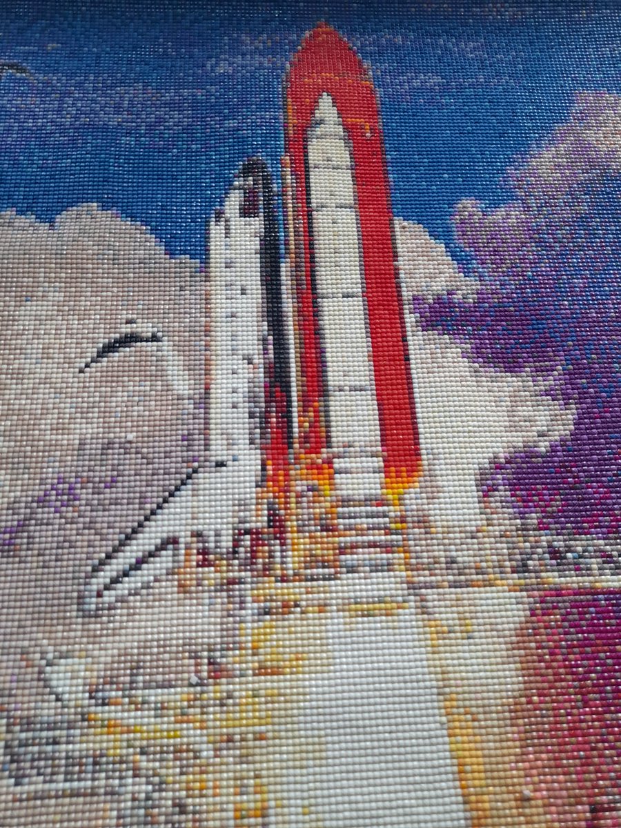 And here is 9 month of work...prepare for hard framing 
Shuttle Diamond Mosaic and Oil Painting combination 
Name: 'Return to Flight...Return of Hope' 
#Discovery #STS114  #Oilpainting #spaceshuttle #Art #commissionsopen #CommissionedArt #rocket #aerospace