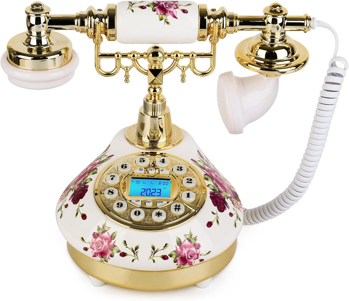 Sangyn Vintage Landline Phone Retro Phone Antique Telephone with Push Button Old Fashioned Landline Telephone with LCD Display Ceramic Corded Telephones for Home Office Cafe Bar Hotel amzn.to/4bciy8d via @amazon #affiliate #NationalTelephoneDay