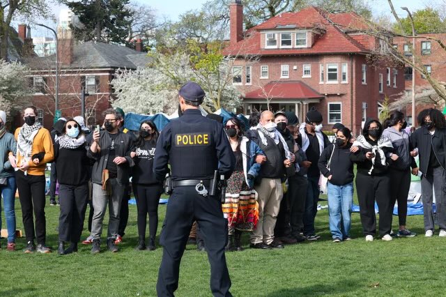 I’m betting every Northwestern faculty member is recognizable despite the masks. This is the group that blocked and then scuffled with police attempting to displace the Hamas encampment this morning. Tenure shouldn’t protect anyone from this. Every single one should be fired.