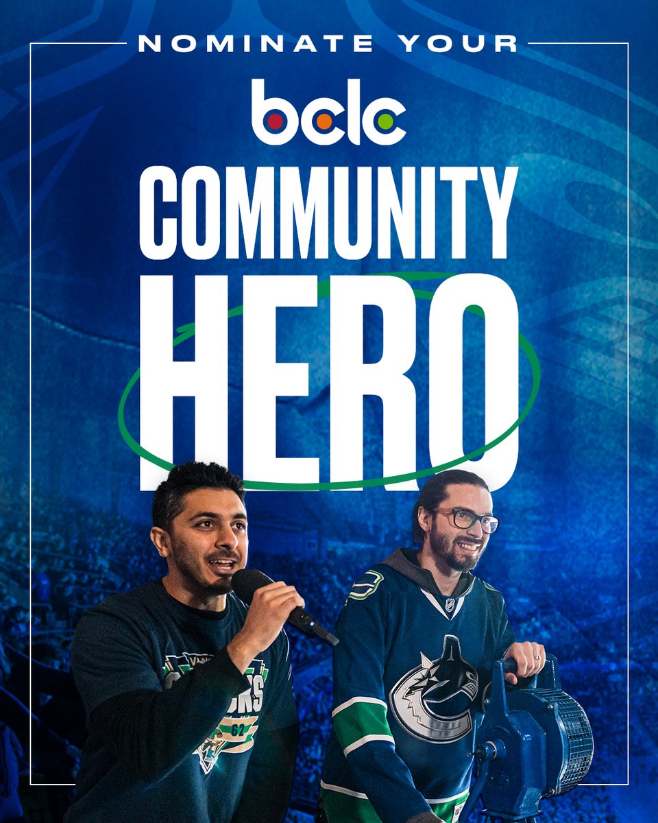 We are looking for @BCLC Community Heroes to support us in the playoffs for Game 5! Tell us about your community hero and they could win a pair of tickets and crank the siren on April 30! NOMINATE | canucks.com/bclccommunityh…