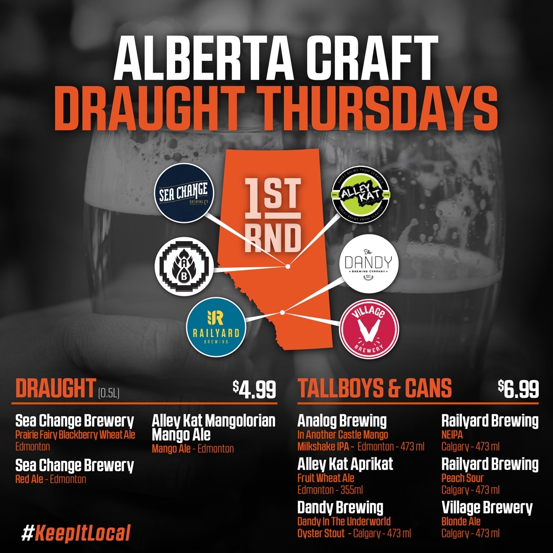 #keepitlocal with our Alberta Craft Draught Thursdays!!
#1strnd #localbusiness #burgers #beers #sports