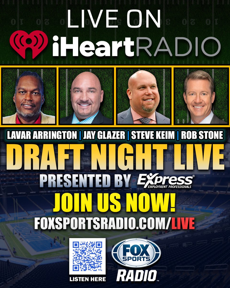 Find out who will be turning pro with @ExpressPros' Draft Night LIVE!! Our crew of @JayGlazer, Steve Keim, @LaVarArrington, and @RobStoneONFOX are breaking down the first round!! LISTEN HERE FOXSportsRadio.com/LIVE