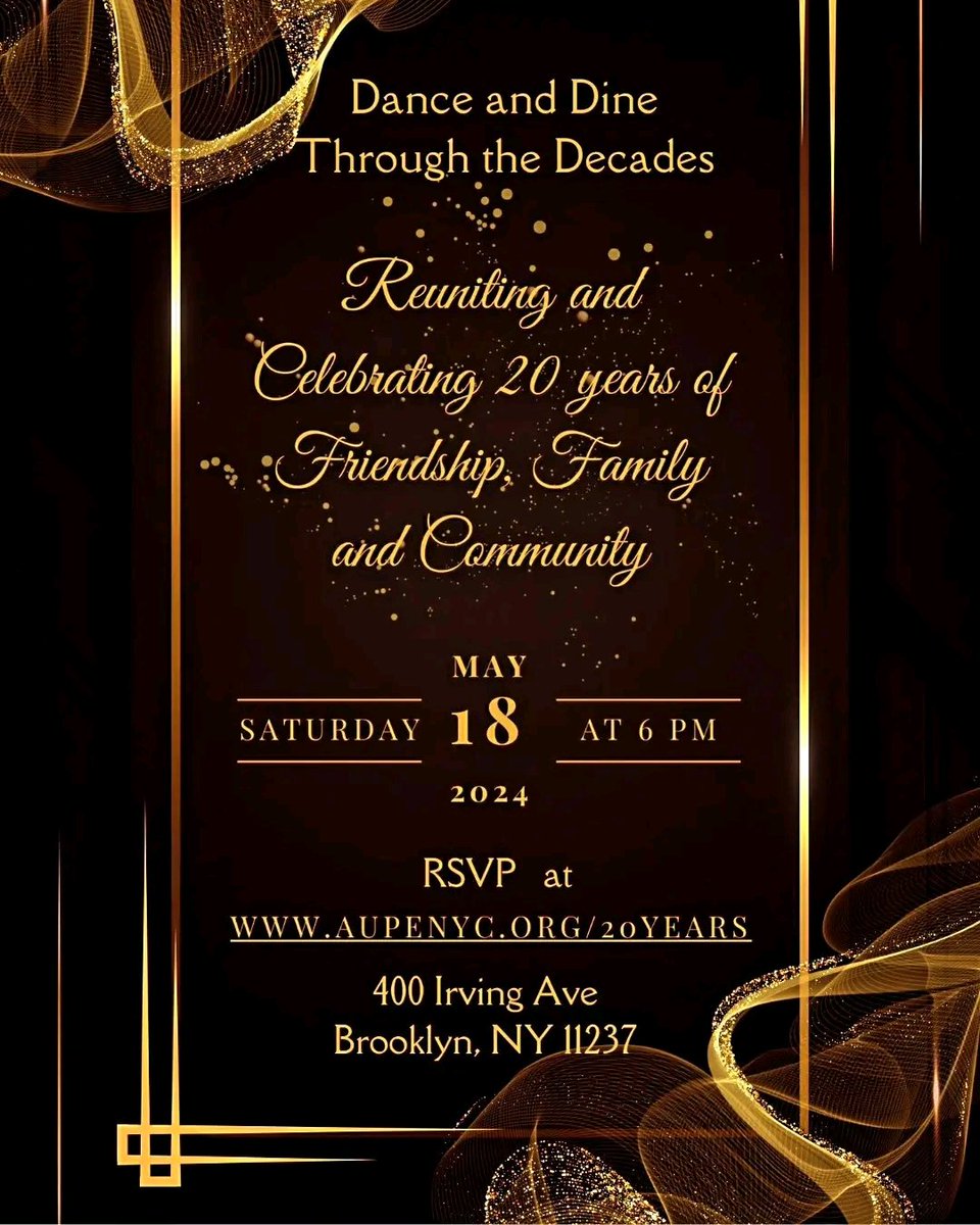 Celebrating 20 years of Friendship, Family and Community. #aupe20 
RSVP today.