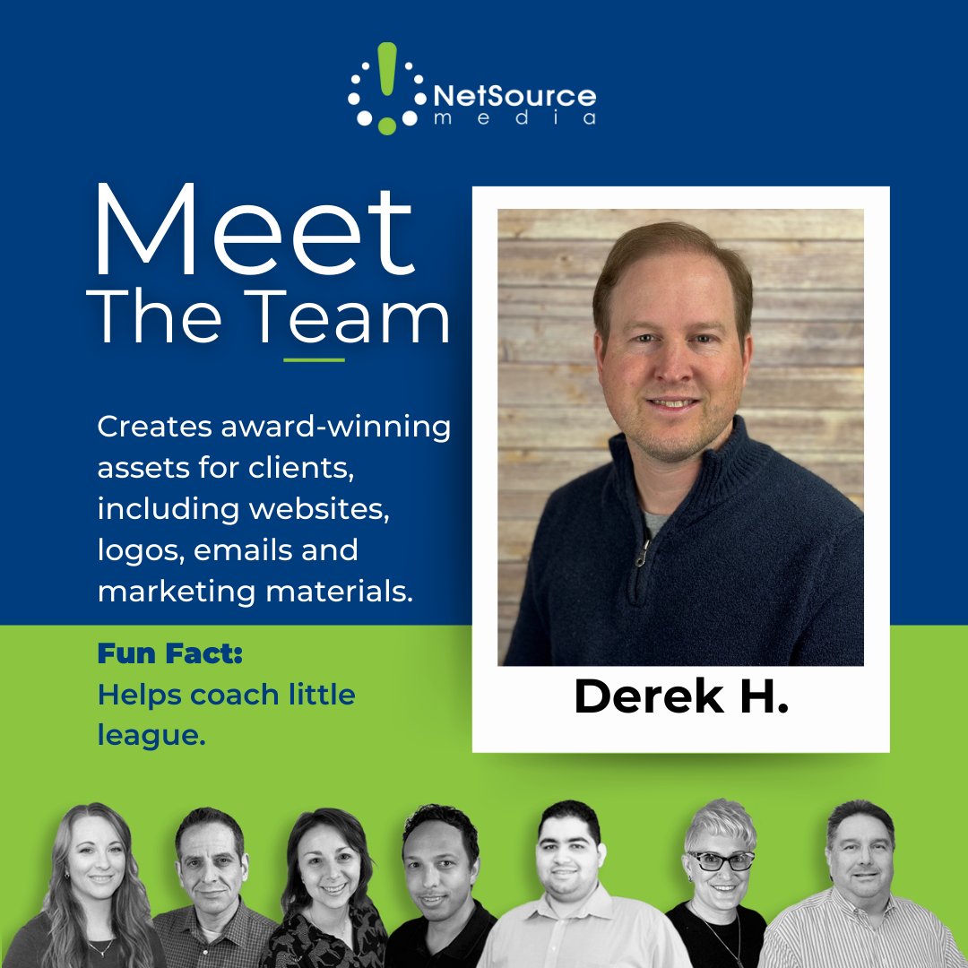 Get to know who you'll be working with at NetSource Media!

Derek is one of our talented designers who can help with your website, logo and graphic design.