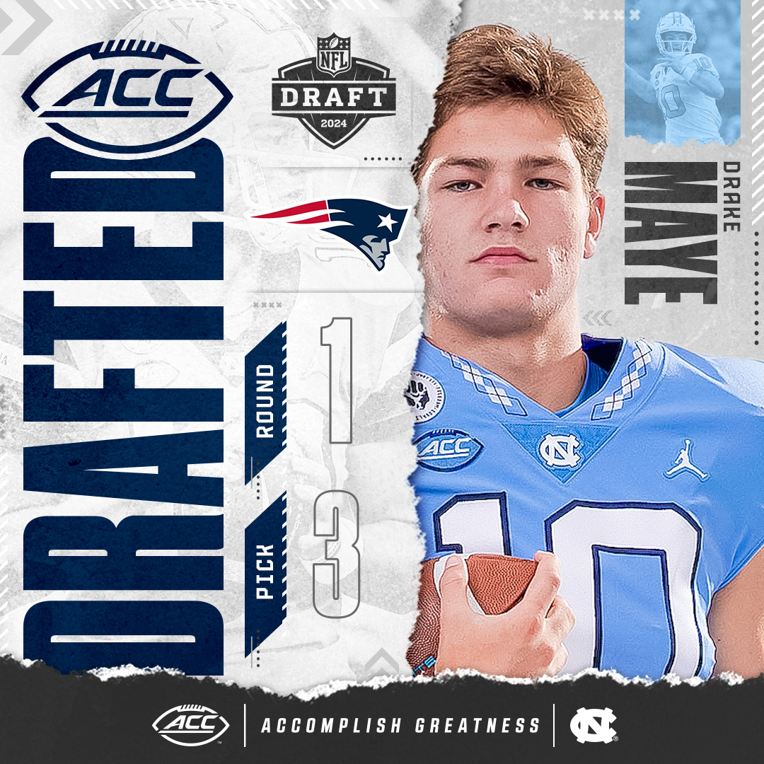 𝘼 𝙉𝙀𝙒 𝙀𝙍𝘼 𝙄𝙉 𝙉𝙀𝙒 𝙀𝙉𝙂𝙇𝘼𝙉𝘿 😤 The @Patriots select Drake Maye at pick No. 3! @UNCFootball x #AccomplishGreatness x #NFLDraft