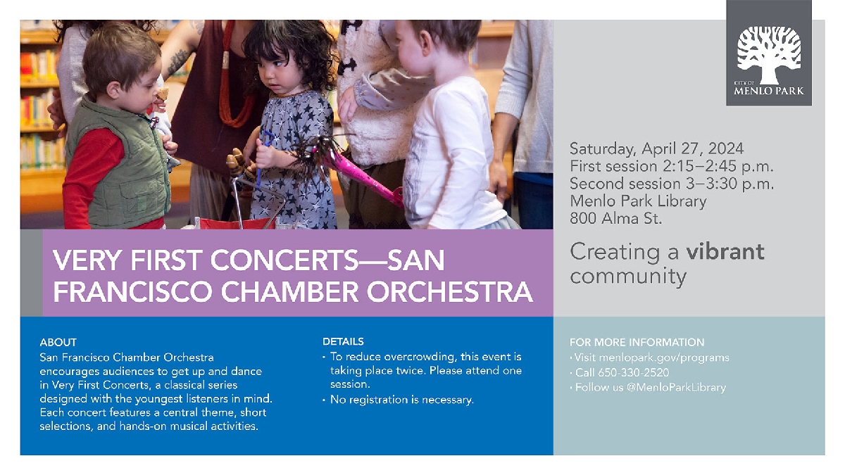 Saturday afternoon, April 27: San Francisco Chamber Orchestra visits with a special fun-filled concert designed with the youngest listeners (infants to 7 year-olds) in mind! Two sessions, choose the one that's best for you: 2:15 p.m., and again at 3 p.m. bit.ly/3Weikcv