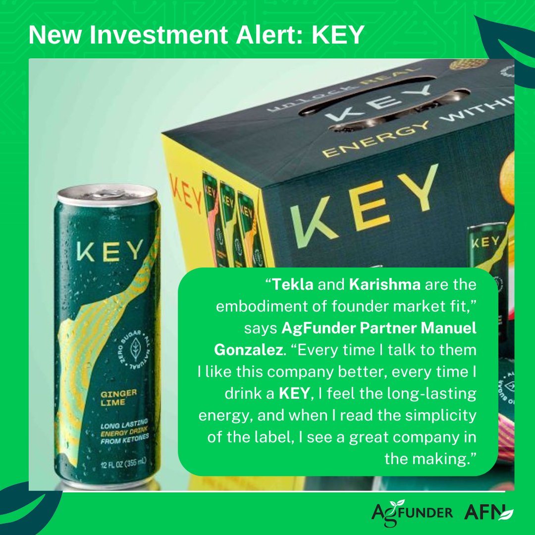 💪 Welcome to the AgFunder family #KEY! This all-natural, no sugar, low caffeine #energydrink harnesses the power of #ketones to activate the body’s ability to make energy ➡ agfundernews.com/ketones-will-f…