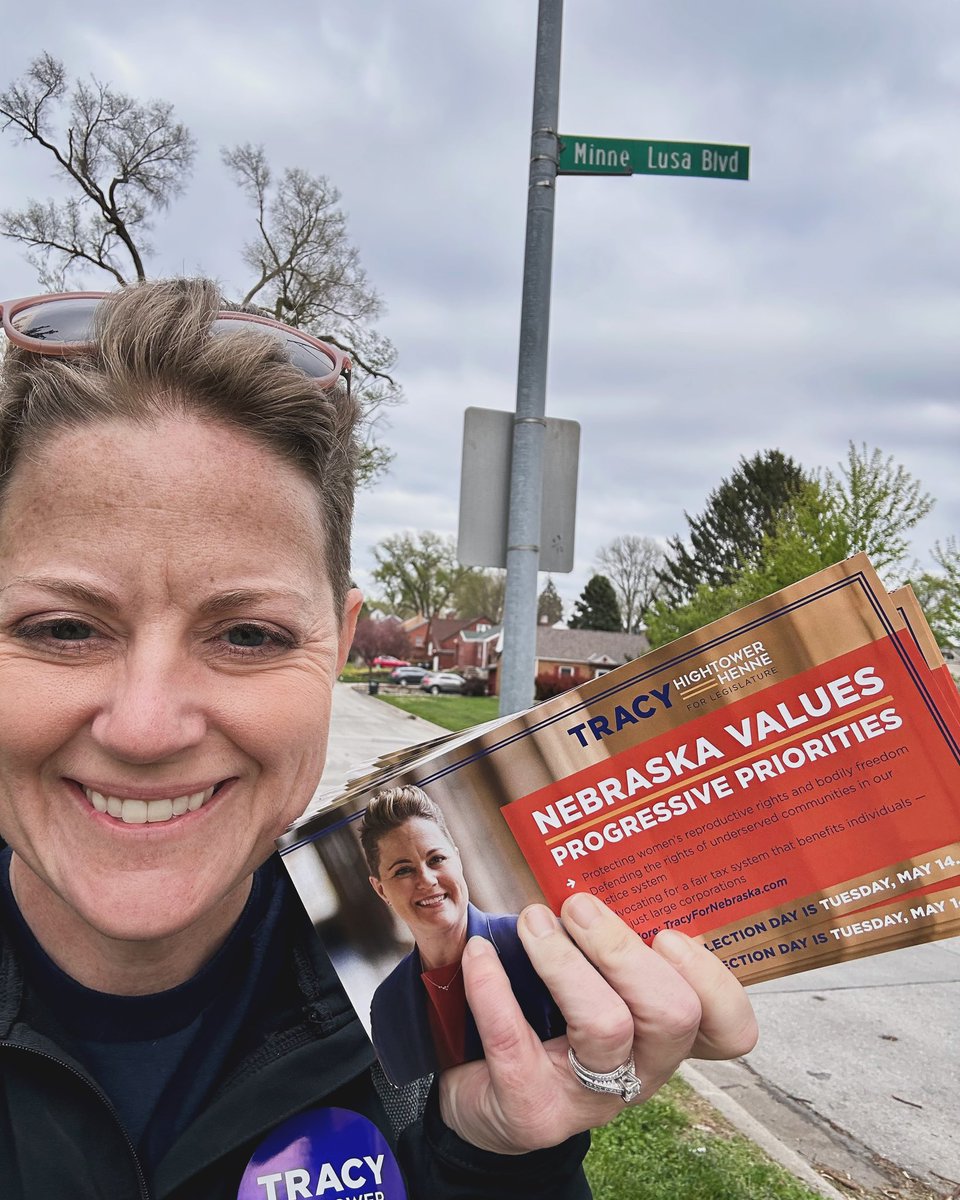 🌟 What a fantastic day, knocking doors in the historic Minne Lusa neighborhood! 🏡 LD13 is filled with pockets of beauty and rich history that deserve the very best in economic development and community empowerment! 💪 #District13 #TracyforNebraska 🌳✨