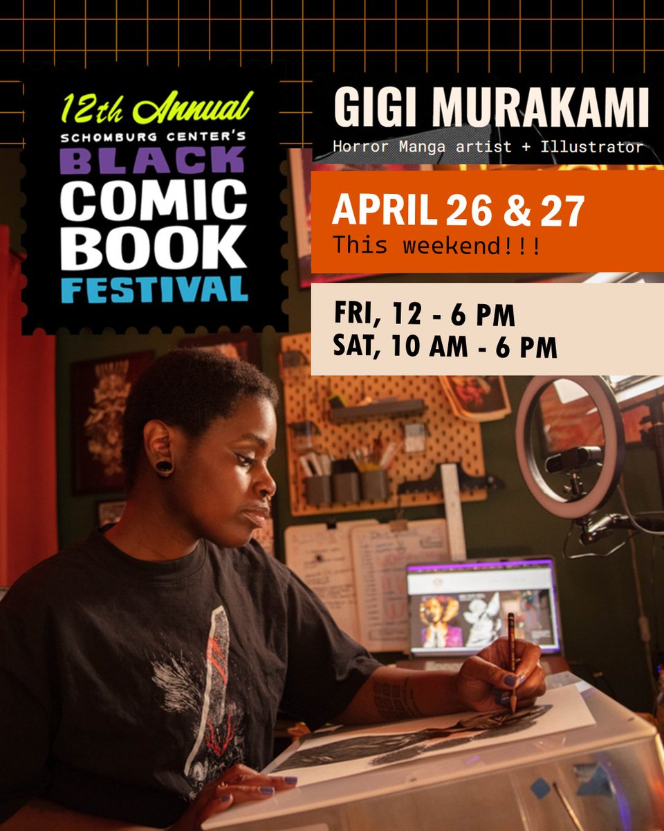 Join me at the @SchomburgCenter’s 12th annual Black Comic Book Festival! Registration is free and open to the public schomcom.org or tinyurl.com/schomcom24. #schomcom2024 April 26 & 27, 2024 Friday, 12 - 6 PM Saturday, 10 AM - 6 PM 515 Malcolm X Blvd, New York