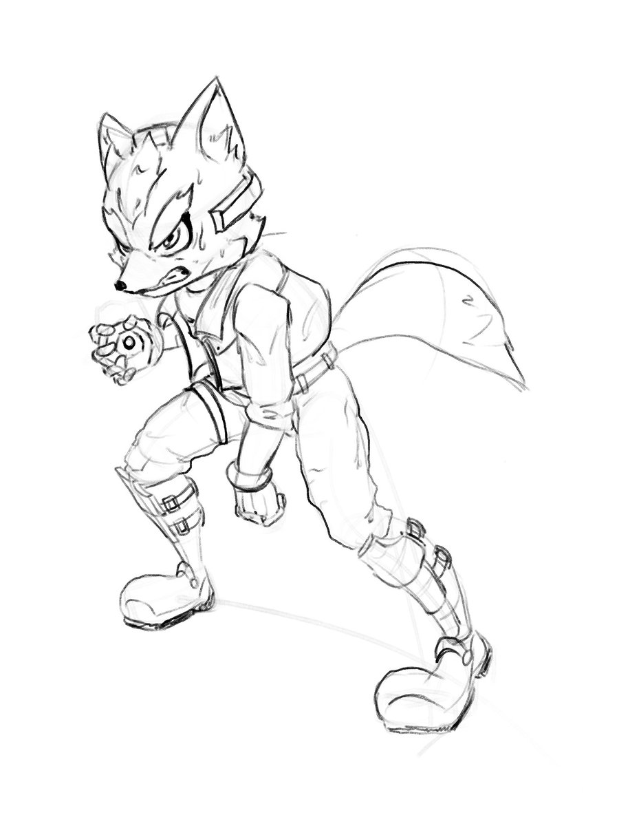 Loose fox sketch, also tried a new brush out #starfox