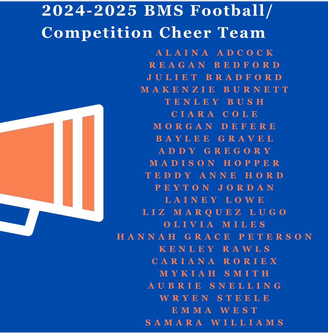 Introducing the 24-25 BMS Football/Competition Cheer Team! 💙🧡📣 #weareblackman #goflames