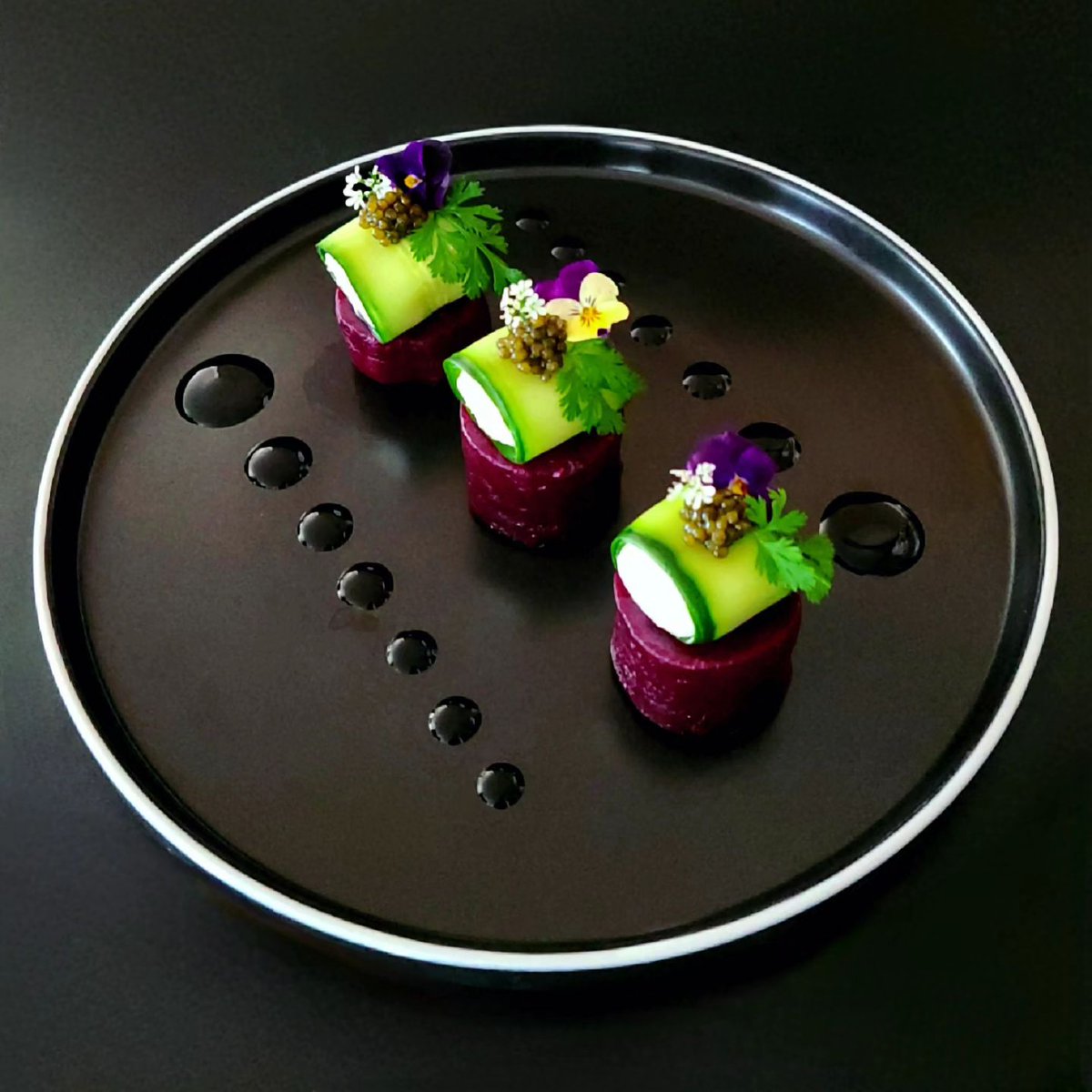 seelc's tweet photo. Pickled Beets, Cucumber &amp; Goat Cheese 

Here's a healthy little appetizer or light lunch!
Homegrown oven roasted beets were pickled in white balsamic vinegar, blood orange juice, EVOO, and sea salt. Cucumber ribbons were stuffed with goat cheese. https://t.co/Q31yIbXH8m