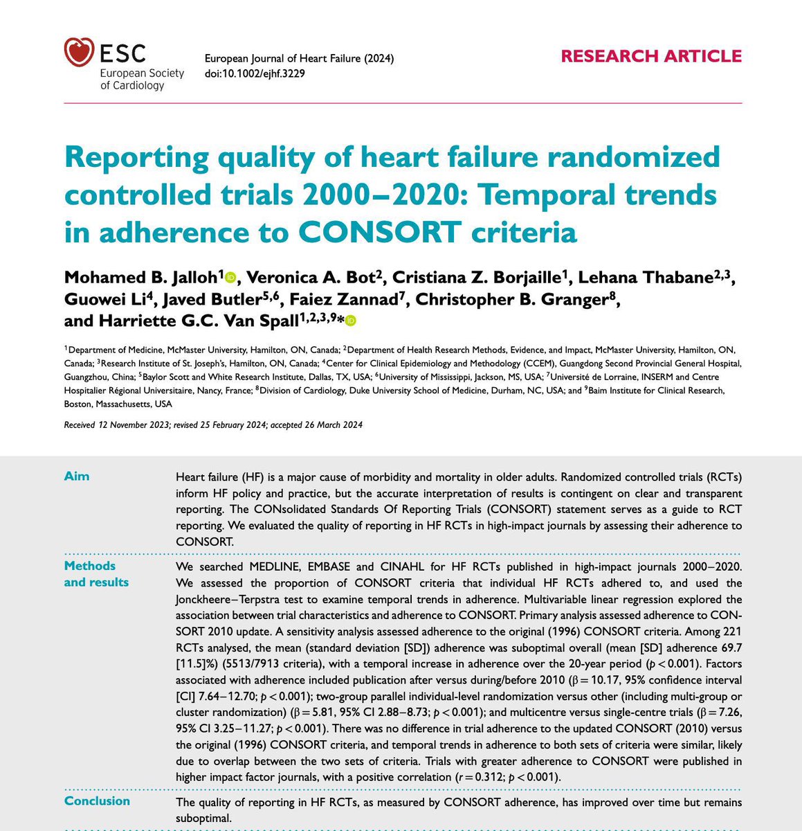 📍#RCTs influence practice but validity can only be assessed if #reporting is transparent 📍We found that RCTs in high IF journals reported <70% req’d criteria 📍Key methods required to assess for bias were commonly underreported doi.org/10.1002/ejhf.3…