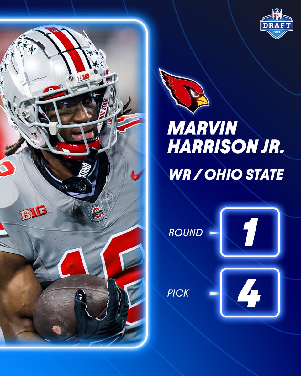 Marvin Harrison Jr. is the first WR drafted at No. 4 #NFLDraft