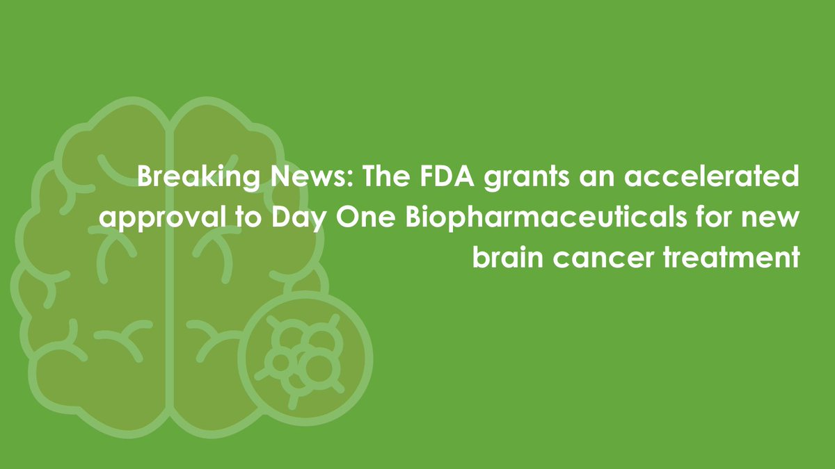 #Breakingnews: In a MAJOR step forward, the FDA has approved the first targeted treatment for pediatric pLGG, the most common pediatric brain cancer. Congratulations, @DayOneBio and Sam Blackman, Day One Founder and a member of our Board of Directors! lnkd.in/ebsWFpNa