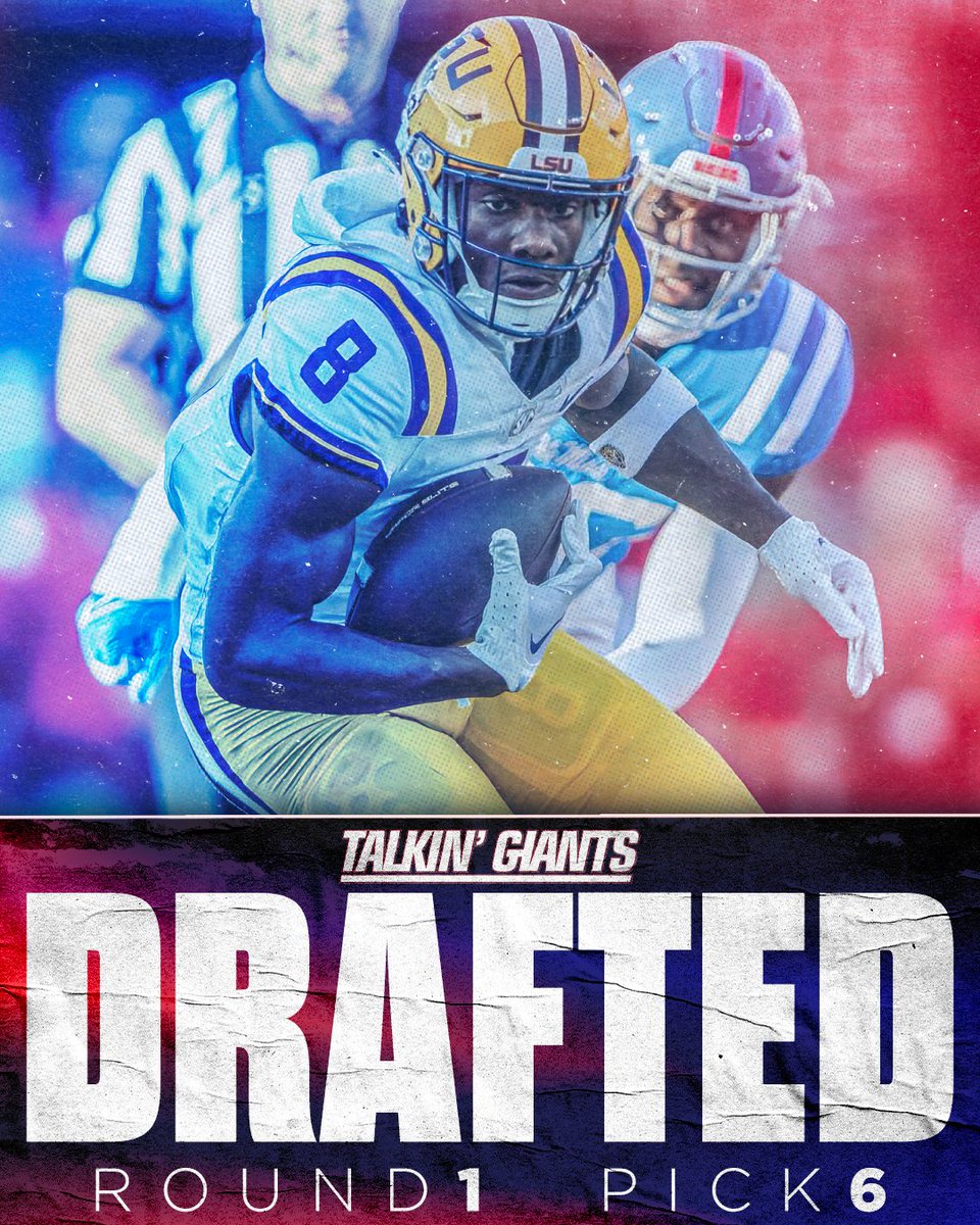 The New York Giants select LSU WR Malik Nabers with Round 1 Pick 6 in the 2024 NFL Draft