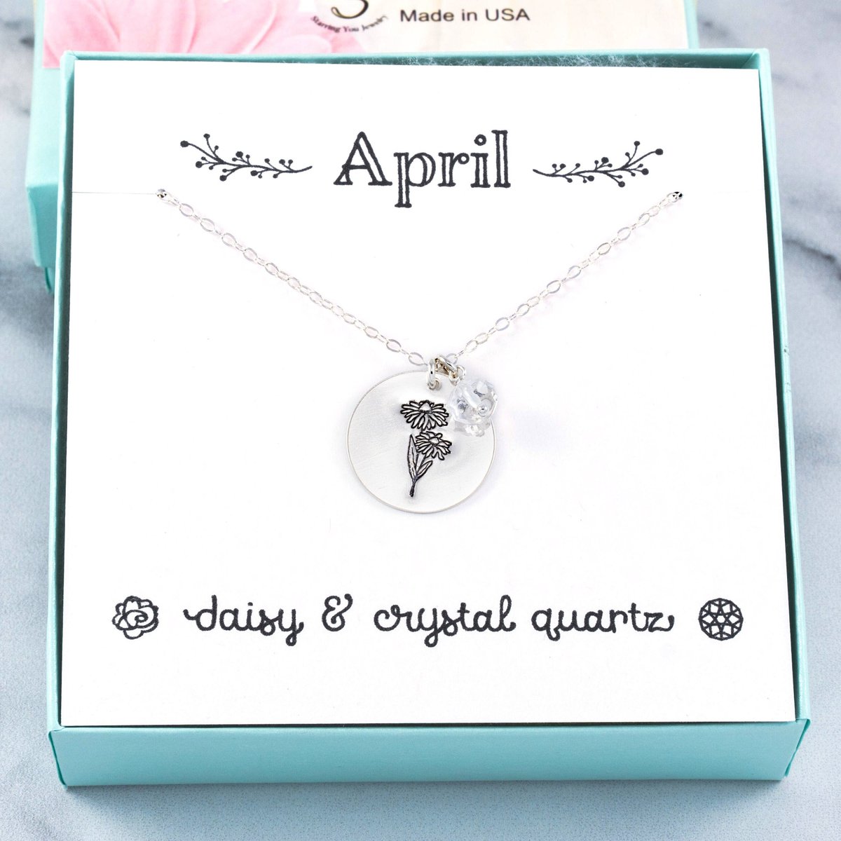 April Birth Flower Birthstone Necklace, personalized birthday gift, daisy, clear crystal quartz, customized initial, silver, gold, rose gold tuppu.net/32f5e2b #Etsy #etsygifts #etsyshop #shopsmall #etsyjewelry #etsyfinds #giftsforher
