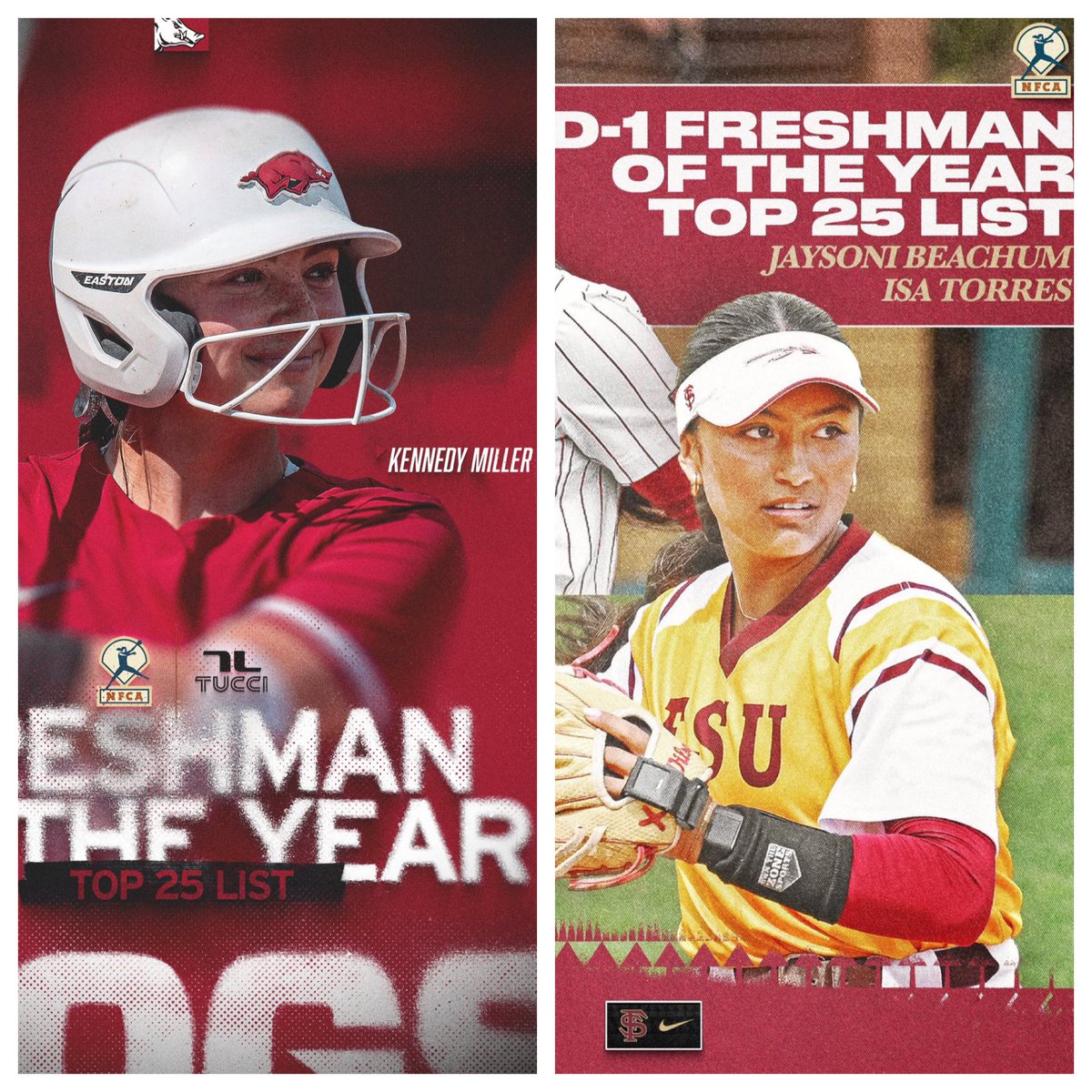 Amazing to see 2 of the top 25 freshmen softball players in the nation both graduated from @GeorgetownHS We were so lucky to see them play during their high school days! @CoachHallM @JessicaBond07 @Momma_Deaux @EFND_Softball