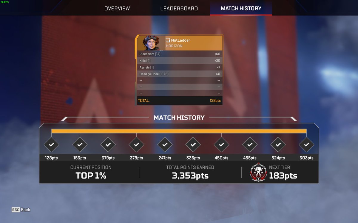 NotLadder's tweet image. First 2 games were a yikes but top 1% for someone who doesn't play this game anymore