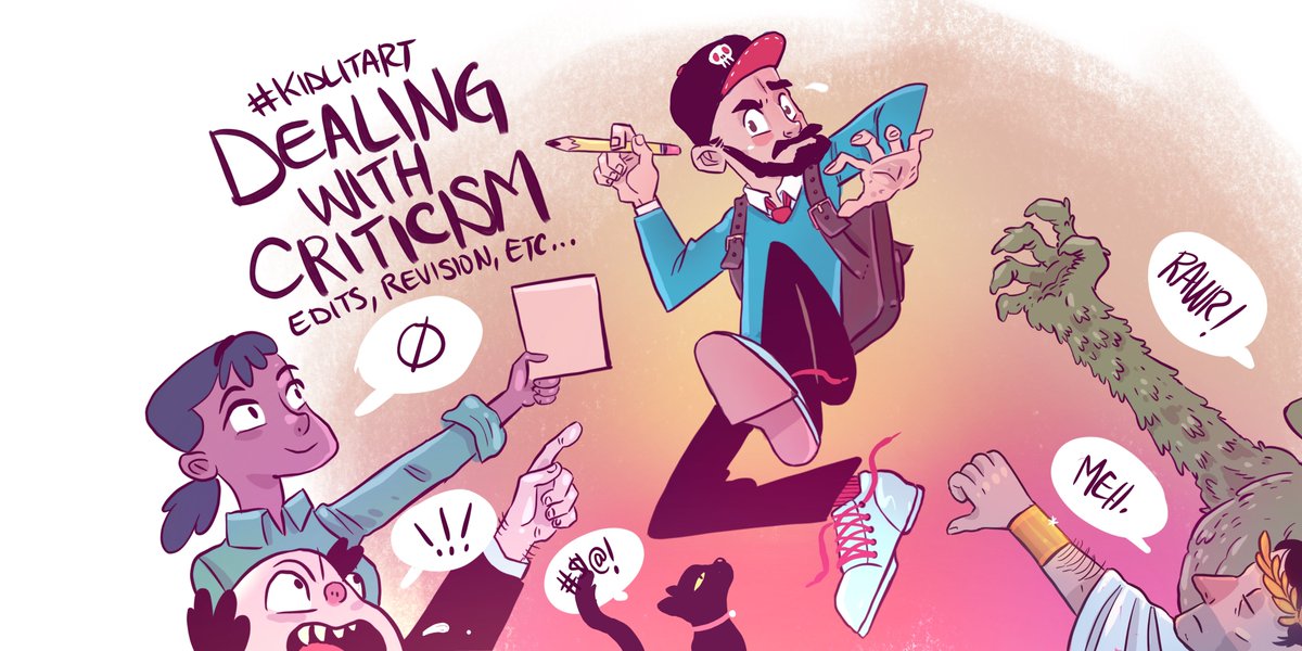 Happening now! April's topic for #KidLitArt chat will be - Dealing with Criticism!  

Join us on BIueSky tonight at 9pm EST/6pm PST for an hour-long chat about that which every creative needs, but dreads!   

Banner art by Rubin Pingk