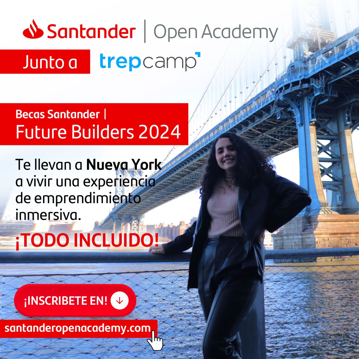 ¡Haz realidad tus sueños emprendedores con @santanderunimx! Vive la experiencia de formarte en Nueva York durante 9 días y 8 noches, con todos los gastos cubiertos. Si estudias licenciatura, posgrado o doctorado, esta es tu oportunidad. Más info aquí: goo.su/yBsnN