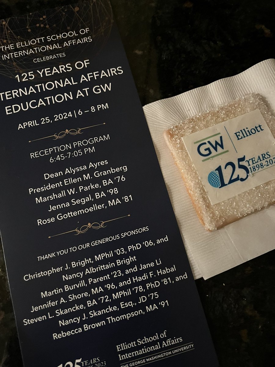 Helped celebrate 125 years of @ElliottSchoolGW tonight! #Classof2002