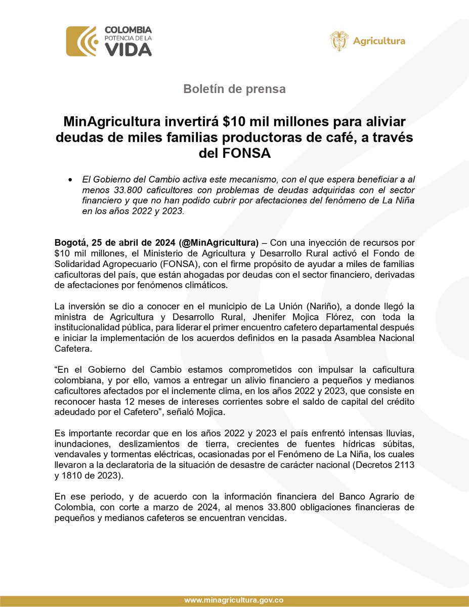 Min. de Agricultura tweet media