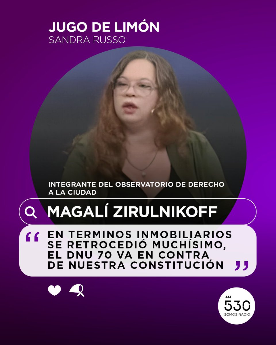 🗣️ Magalí Zirulnikoff, integrante del Observatorio de Derecho a la Ciudad, en #JugoDeLimon, con Sandra Russo @SandraRusso_ok