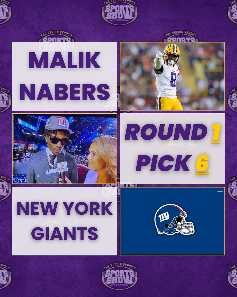 The New York #Giants draft Malik Nabers at No. 6., THOUGHTS? 👀 Daniel Jones x Leek will be INTERESTING (#NFLDraft, #NFL, #LSUFootball)