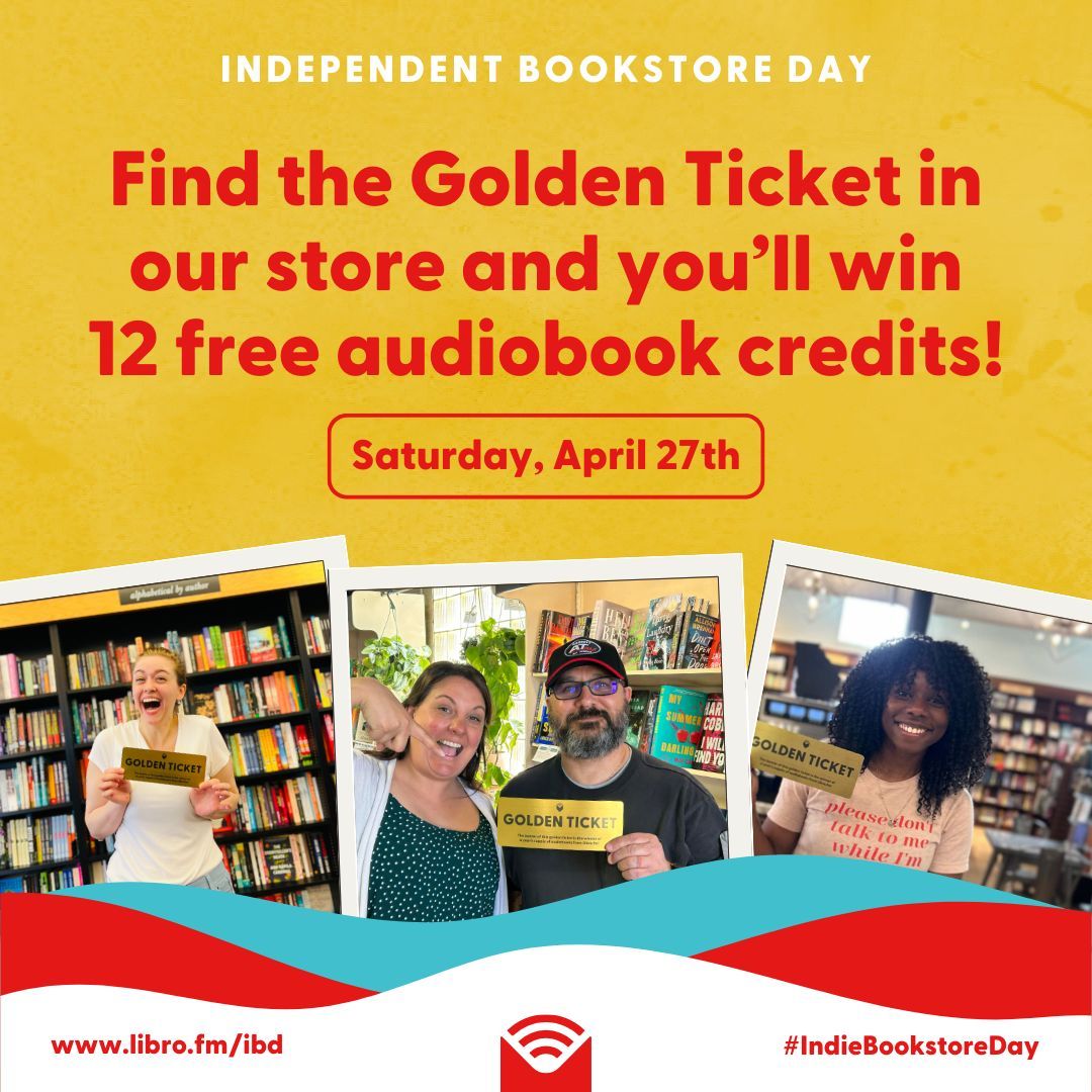 GreenAppleBooks's tweet image. Don&apos;t forget to celebrate Indie Bookstore Day! This Saturday find the Golden Ticket in our store for FREE audiobooks!!! #LibrofmGoldenTicket @librofm