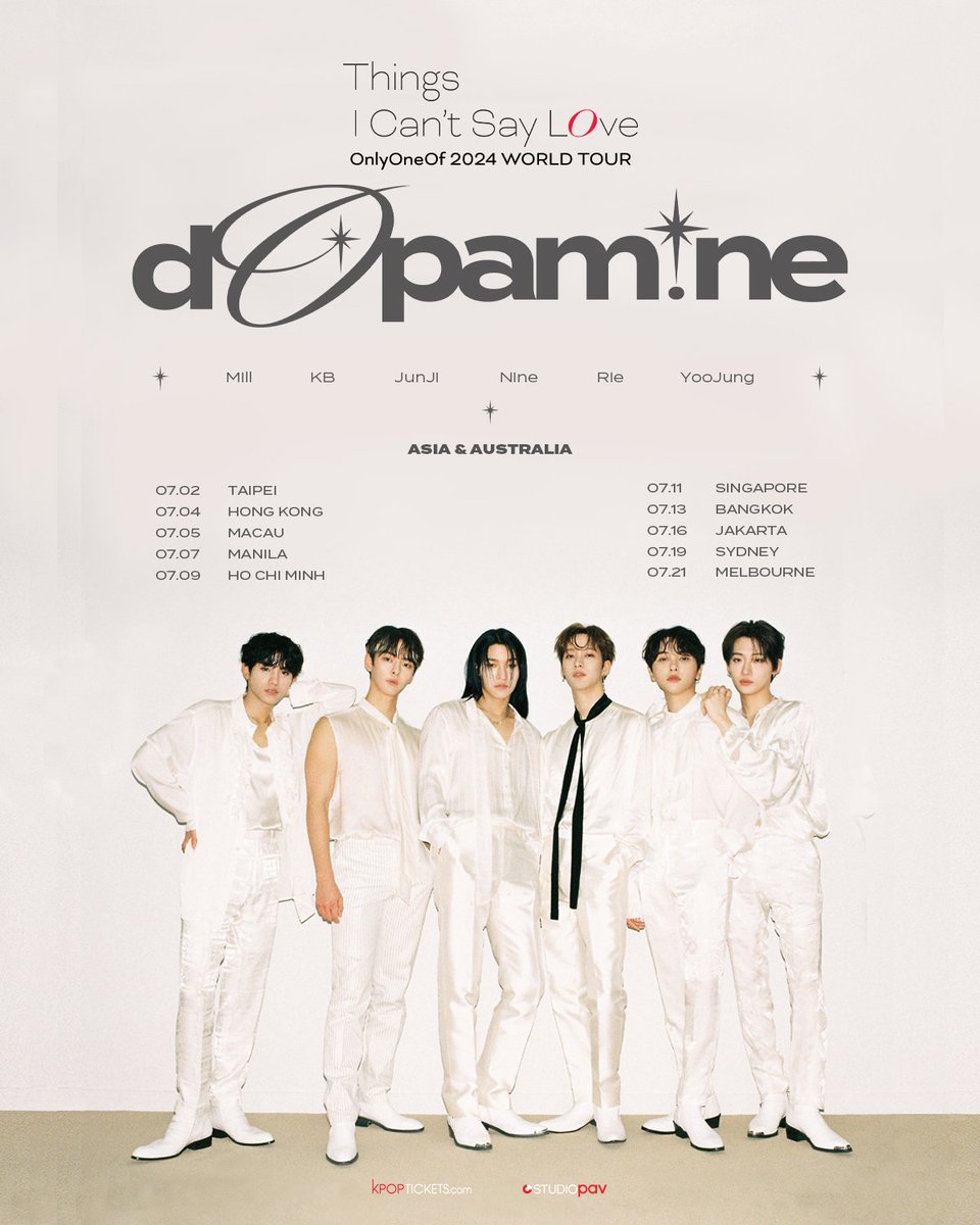 studio_pav's tweet photo. #lyOn from Asia 🇹🇼🇭🇰🇲🇴🇵🇭🇻🇳🇸🇬🇹🇭🇮🇩 and Australia 🇦🇺 – Get excited because OnlyOneOf is coming your way very soon for their ❤️ OnlyOneOf 2024 World Tour - dOpamine ❤️

Get ready to join the fun on this amazing world tour and interact with the members of OnlyOneOf through our one-minute fan chats, group photo sessions, pick-a-pose snapshots, and more! 📸✨✍️💕

This will be Studio PAV’s first-ever tour in Asia and Oceania, and we can't wait to bring you this and many more shows in the future! 🙌💕

Stay tuned for more tour details – don't miss out! 💫

#OnlyOneOf #온리원오브 #OOOWorldTour2024 #OnlyOneOfWorldTour2024 #onlyoneof_worldtour_dopamine #OnlyOneOf_in_Asia #OnlyOneOf_in_Australia #OOO_dOpamine_Asia  #OOO_dOpamine_Australia #OnlyOneOf_dOpamine_Asia #OnlyOneOf_dOpamine_Australia