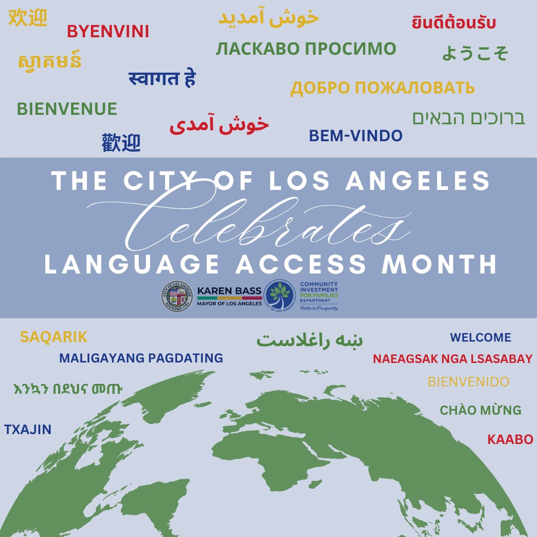 Happy Language Access Month! The Mayor's Office of Immigrant Affairs and our Immigrant Inclusion & Language Access team continue to work to strengthen citywide language access efforts. We ‘welcome’ all language backgrounds and celebrate diverse cultures! #LanguageAccess #Welcome