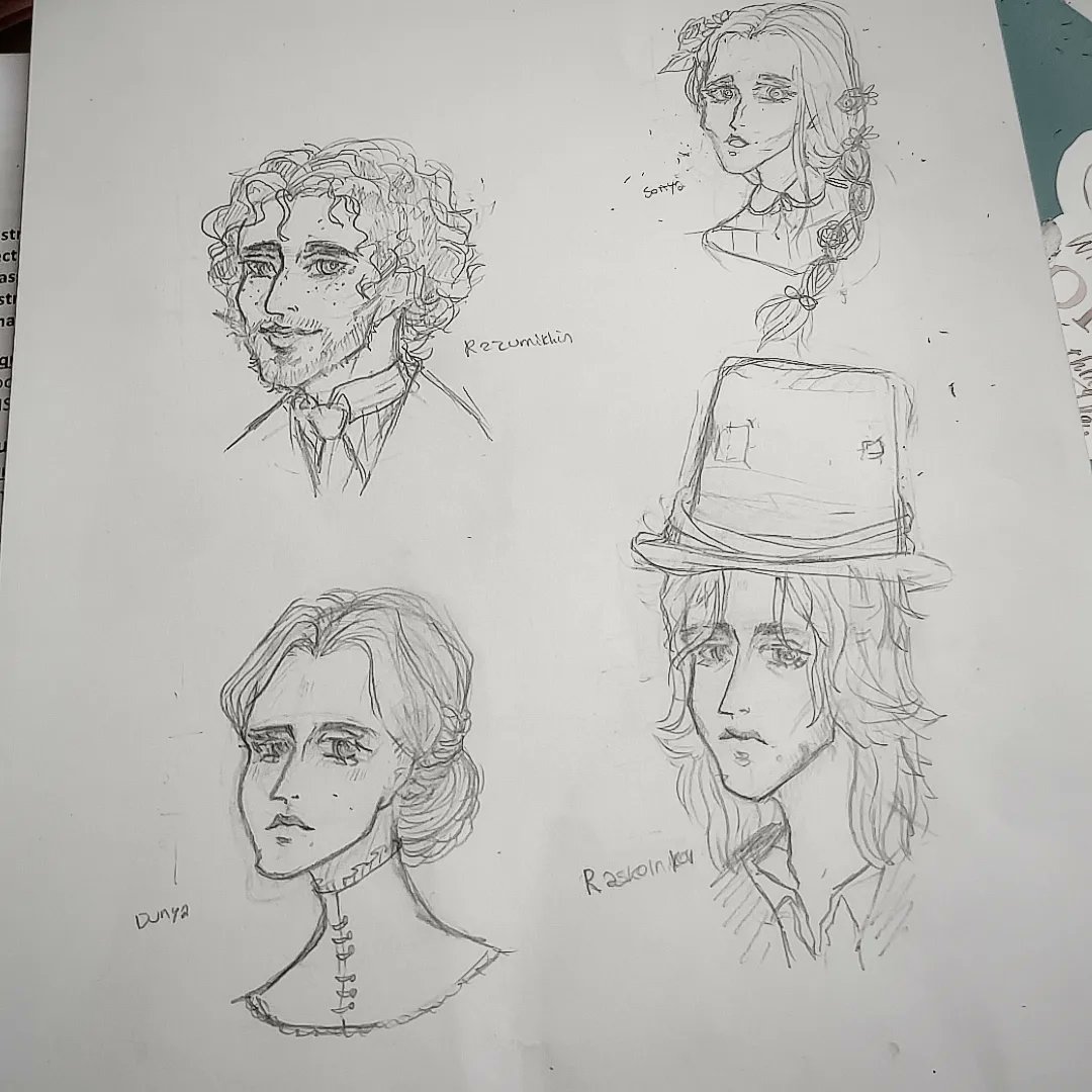 Sketches of my designs of Crime and Punishment's characters 

#crimeandpunishment #sketch #artmoots #dostoevsky #russianliterature #literature