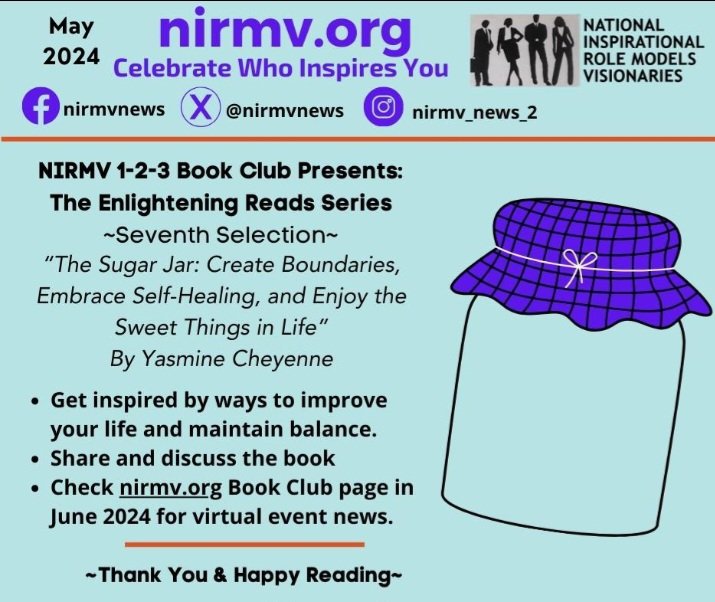 #BookClub Enthusiasts! Join NIRMV 123 Book Club in reading #TheSugarJar during the month of May! Visit nirmv.org for more info and #HappyReading 📚 #books #authors #reading #SelfCareMatters