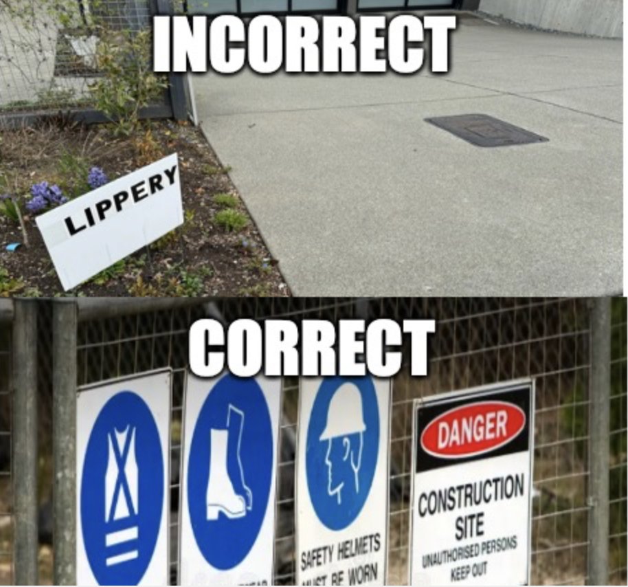 huntpete's tweet image. Getting your signs right matters! 😅 Check out this meme that shows the dos and don&apos;ts of job site signage. Stay safe and make sure your site is set up correctly! #SafetyFirst #ConstructionHumor