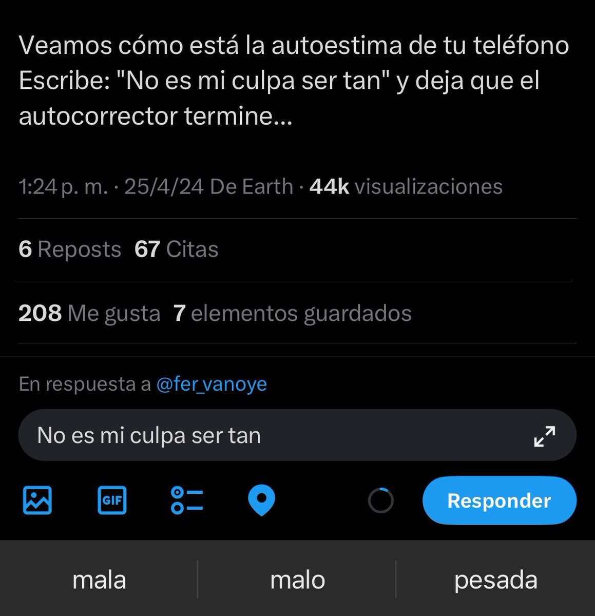 KataMatheus's tweet photo. @fer_vanoye No es mi culpa ser tan… no tengo buena opción 🤣 https://t.co/mJ7zL82et0