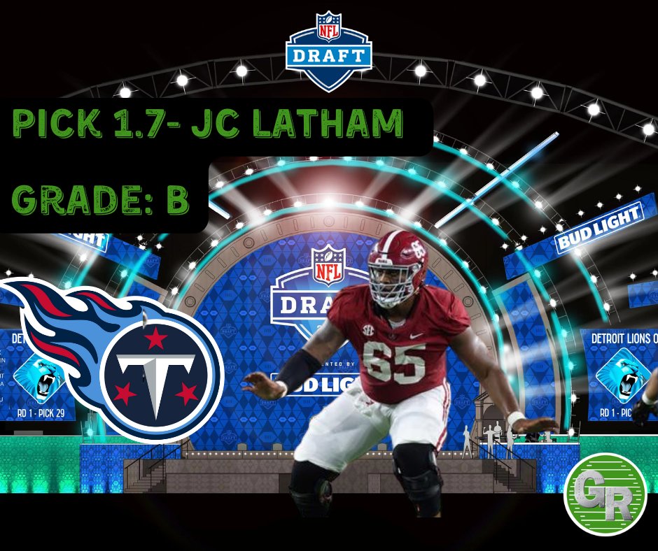 Pick 7- JC Latham to the Tennessee Titans
Grade- B
#NFLDraft #NFLDraft2024 #JCLatham #Alabama #TennesseeTitans