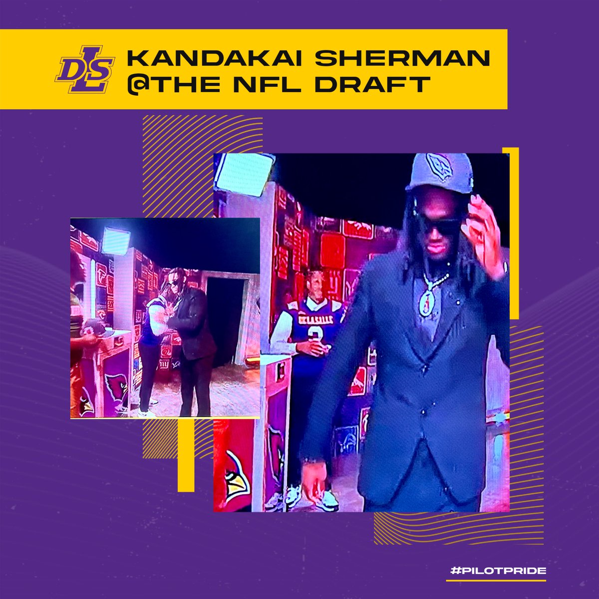 DLS senior Kandakai Sherman represented the purple & gold as he congratulated #4 overall pick Marvin Harrison, Jr., chosen by the Arizona Cardinals, in the first round of the NFL draft!

#PilotPride