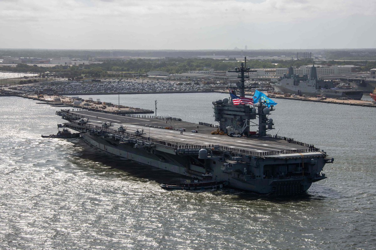 ⚓️ Fair Winds & Following Seas! The Nimitz-class aircraft carrier, USS George Washington (CVN 73), with embarked Carrier Strike Group (CSG) 10, and elements of CVW 7 departed @NavalNorfolk, April 25 for the U.S. Southern Command area of operations as part of Southern Seas 2024.