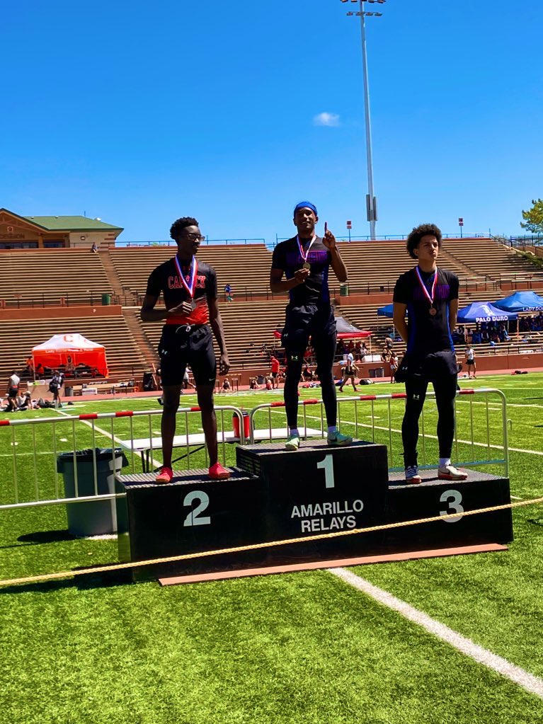 Track season ending results Amarillo relays - 1st 🥇 110 hurdles And 🥇 300 hurdles District meet - 1st 🥇 110 hurdles Area meet - 1st🥇 110 hurdles Regionals meet - 3rd 🥉 110 hurdles 3rd 🥉 in 4x2 110 PR - 14.3 300 PR- 41.03 100 PR- 10.8