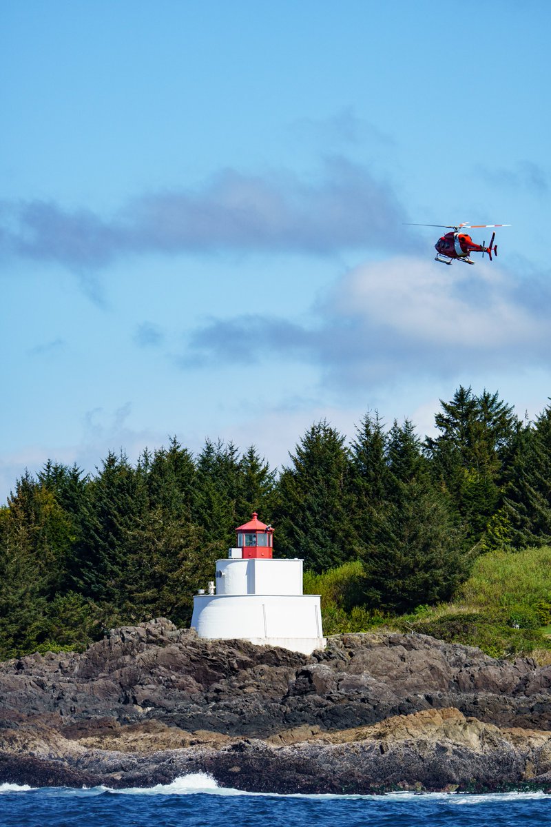 2 of the tools that help keep local boaters safe. The Amphitrite Lighthouse and a Canadian Coastguard helicopter. Shot last summer during a whale watching tour. #Ucluelet #Ukee #VancouverIsland #PNW