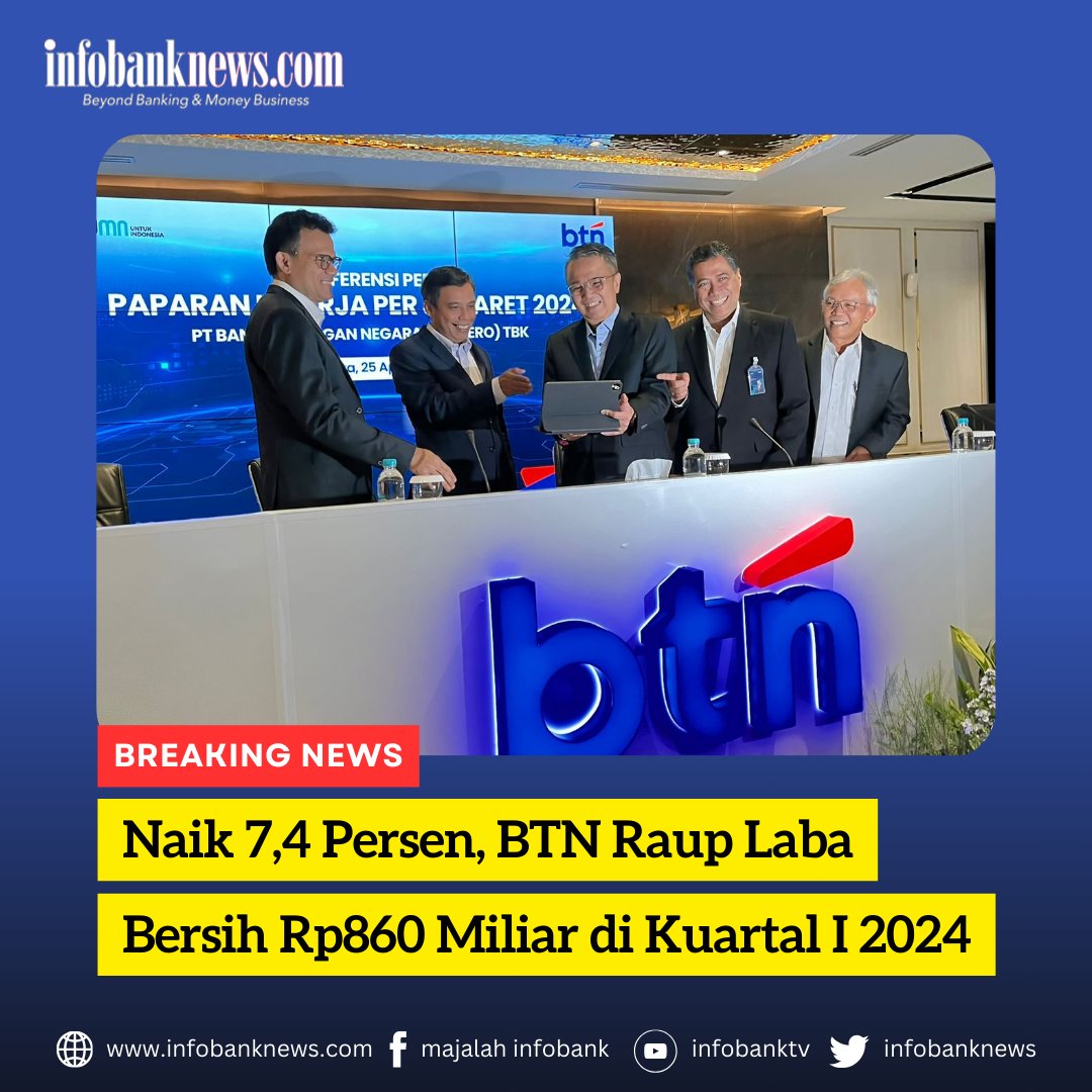 Naik 7,4 Persen, BTN Raup Laba Bersih Rp860 Miliar di Kuartal I 2024

Selengkapnya : infobanknews.com/naik-74-persen…

#infobank #bank #banking #perbankan #btn #bankbtn #bankbtnsyariah #bankmuamalat #banksyariah #bpkh #haji #tabunganhaji #drp #dprri #uus