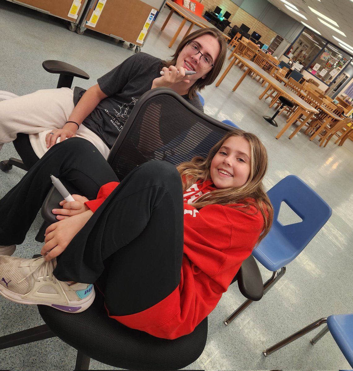 MediaSpes's tweet photo. #TakeYourKidToWorkDay #takeyourchildtoworkday2024 
After AICE Psych exam and a huge trip to St. Augustine my spawns....my love bugs still wanted to spend the afternoon with their momma. Why not? #middleschool #ilovemyjob #mediaspecialist @pbcsd @MsStathopoulos @tempiecraven https://t.co/Lr41JfzrpU